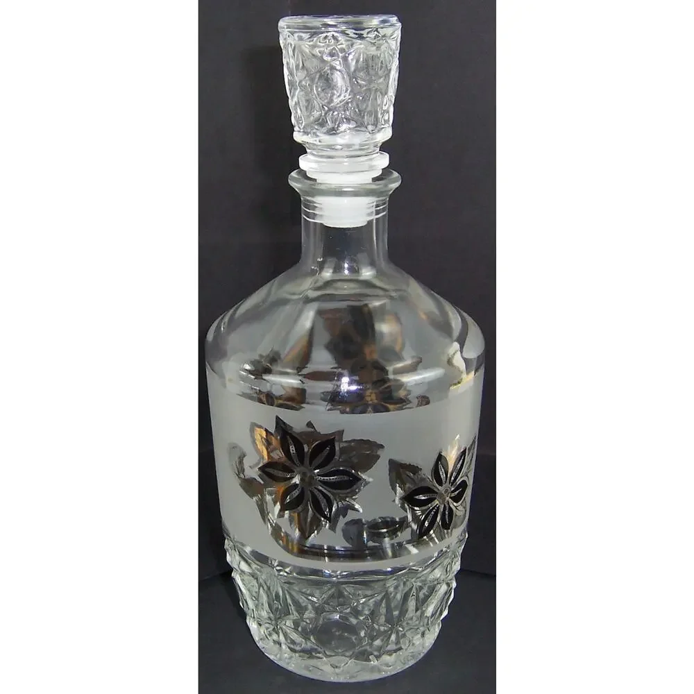 Vintage Cerve Frosted Glass Decanter Made In Italy